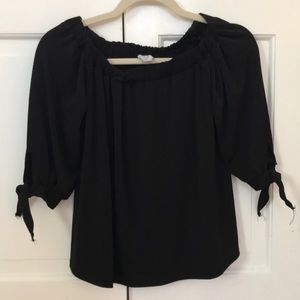 black off the shoulder flowy shirt